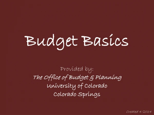 Budget Basics