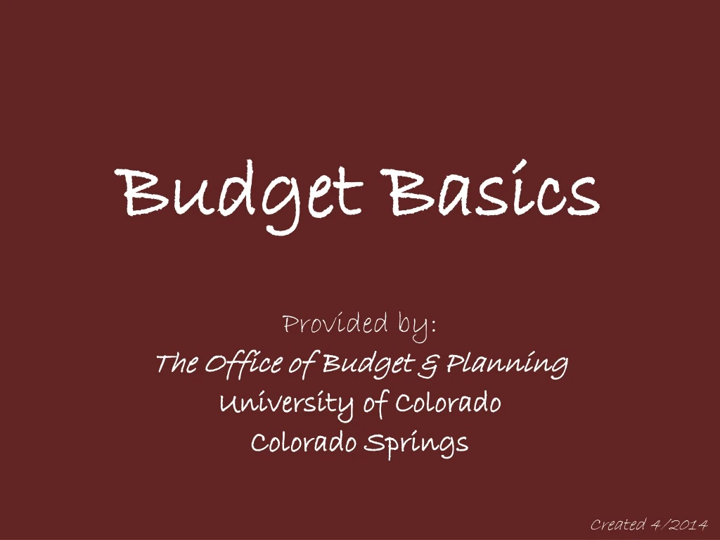 budget basics