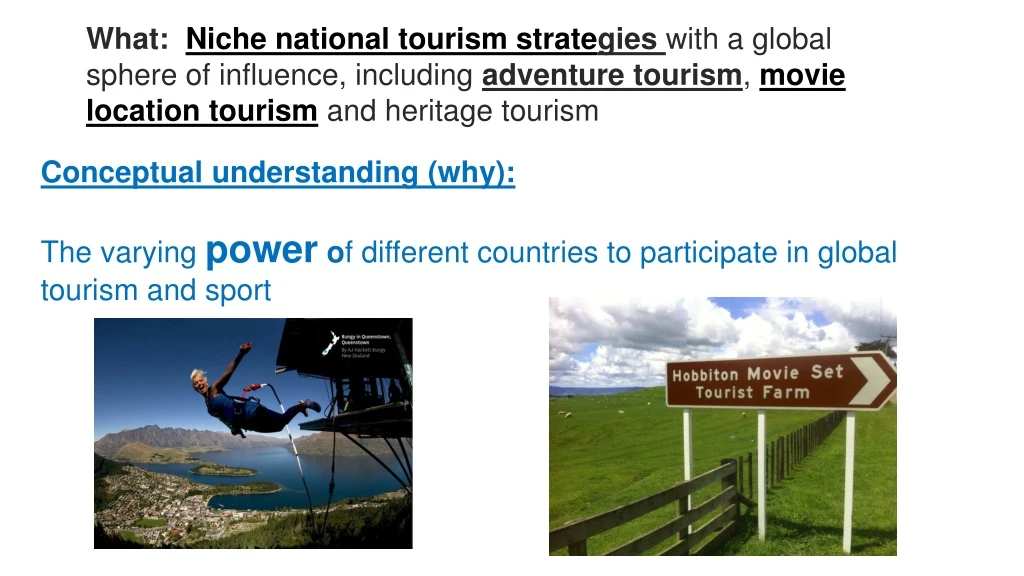 what niche national tourism strate gies with