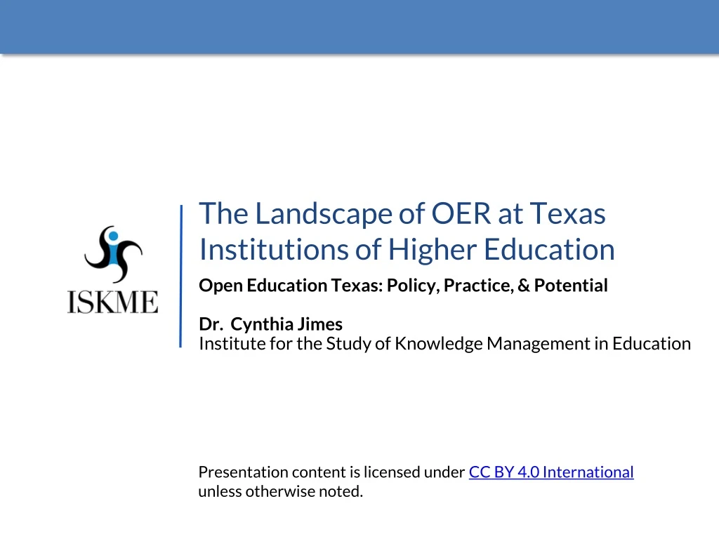 the landscape of oer at texas institutions of higher education