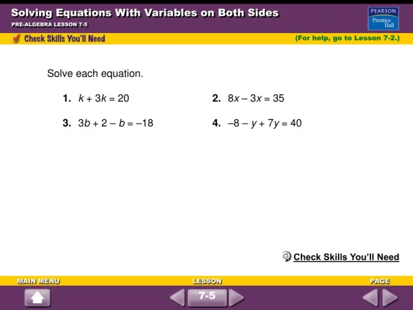 Solving Equations With Variables on Both Sides