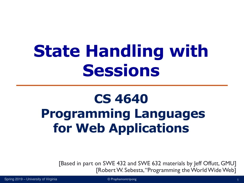 state handling with sessions cs 4640 programming languages for web applications