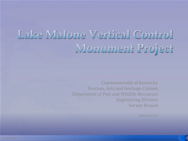 Lake Malone Vertical Control Monument Project