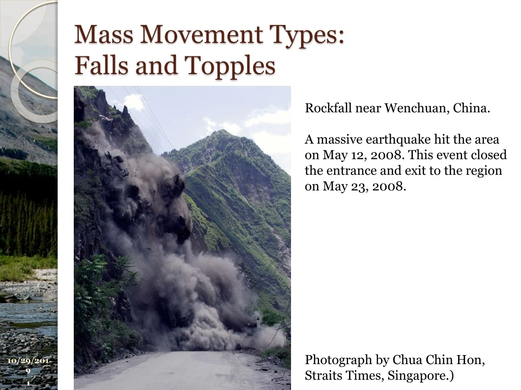 mass movement types falls and topples