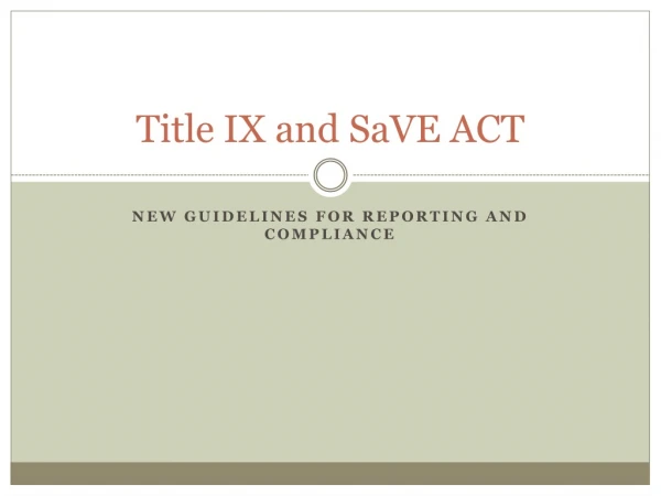 Title IX and SaVE ACT