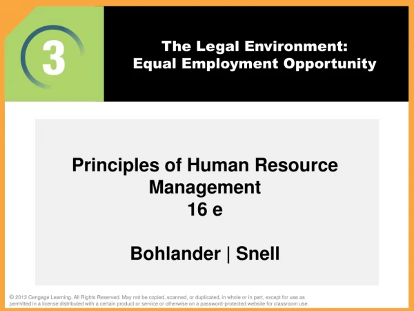 The Legal Environment: Equal Employment Opportunity