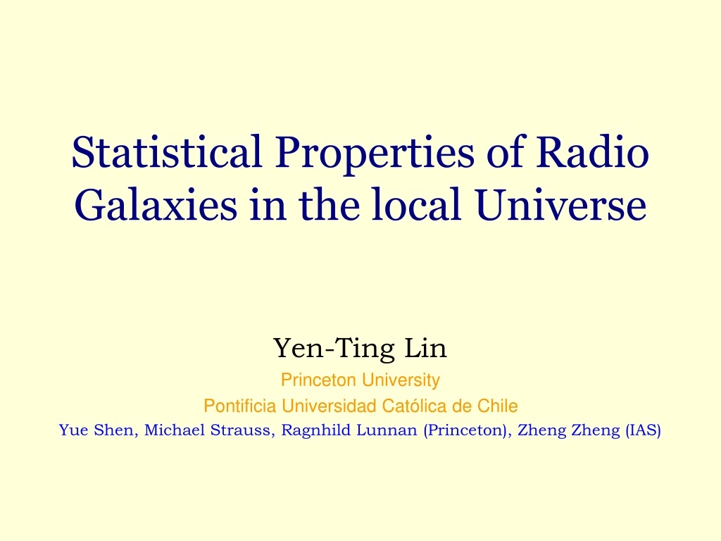 statistical properties of radio galaxies in the local universe