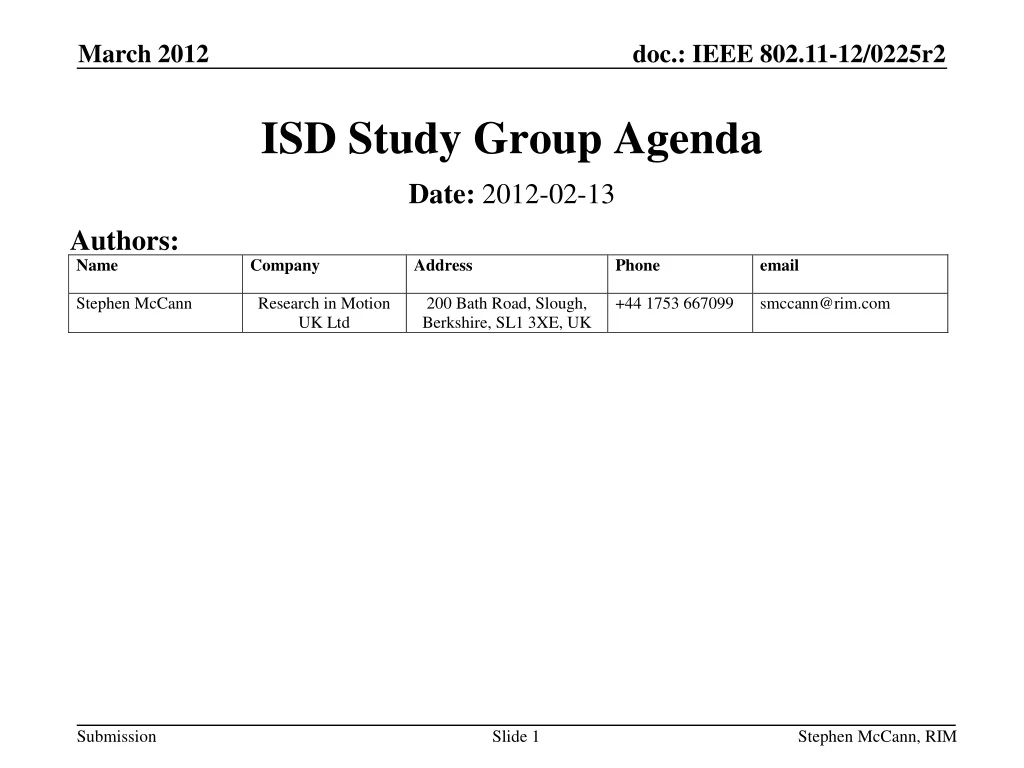 isd study group agenda