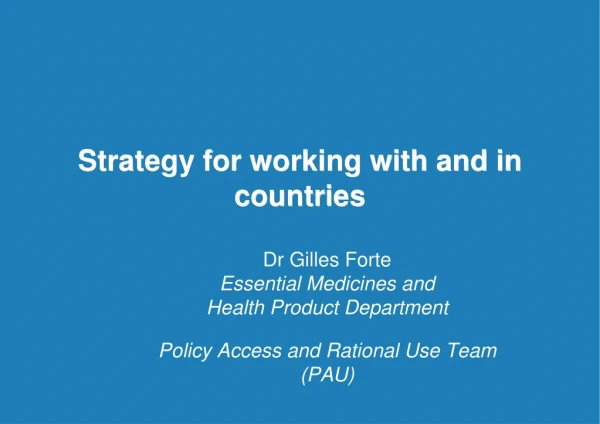 Strategy for working with and in countries