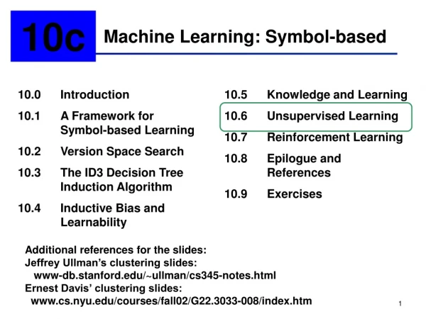 Machine Learning: Symbol-based