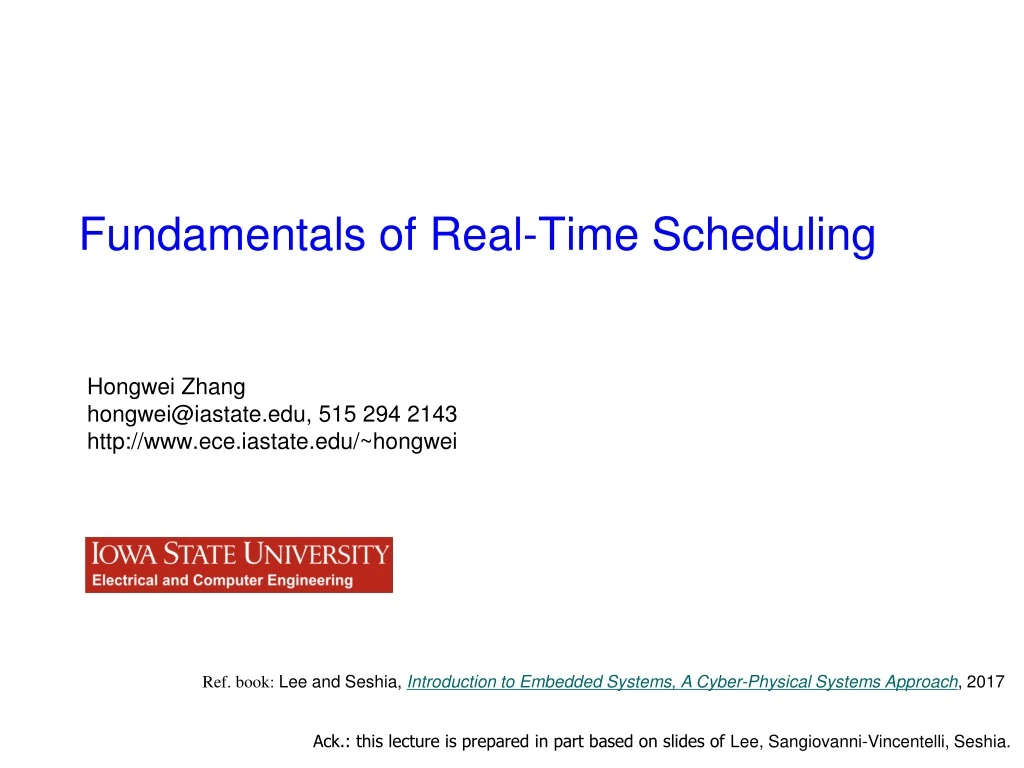 fundamentals of real time scheduling