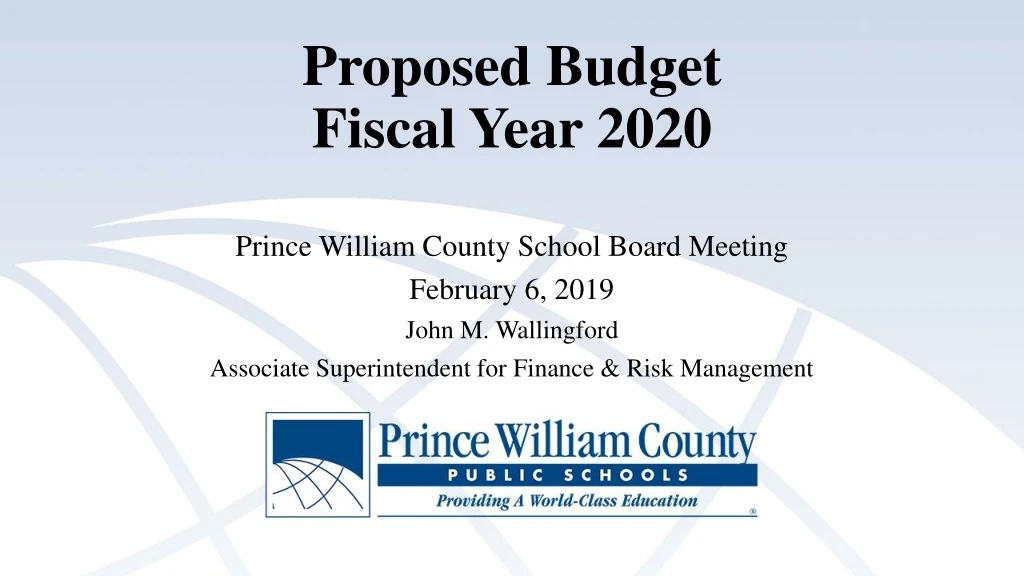 proposed budget fiscal year 2020