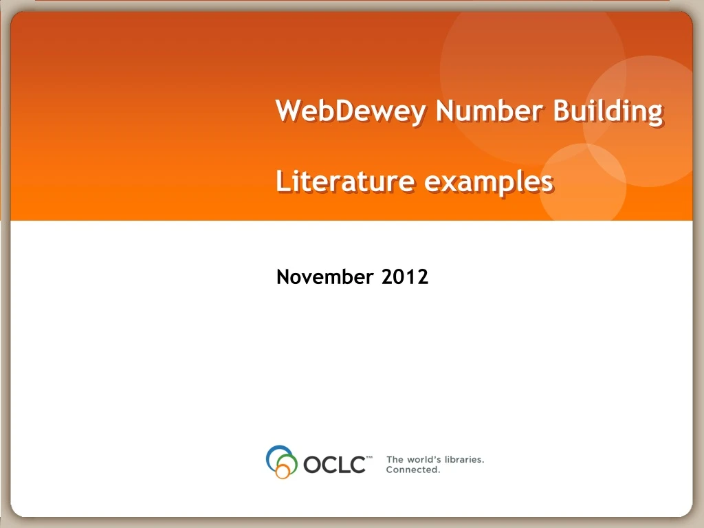 webdewey number building literature examples