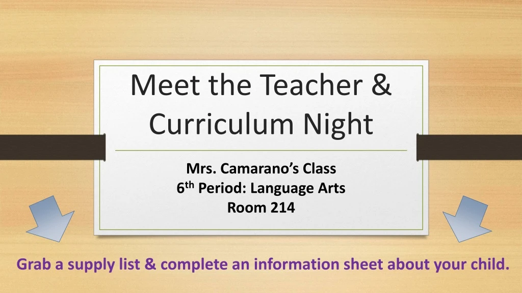 meet the teacher curriculum night