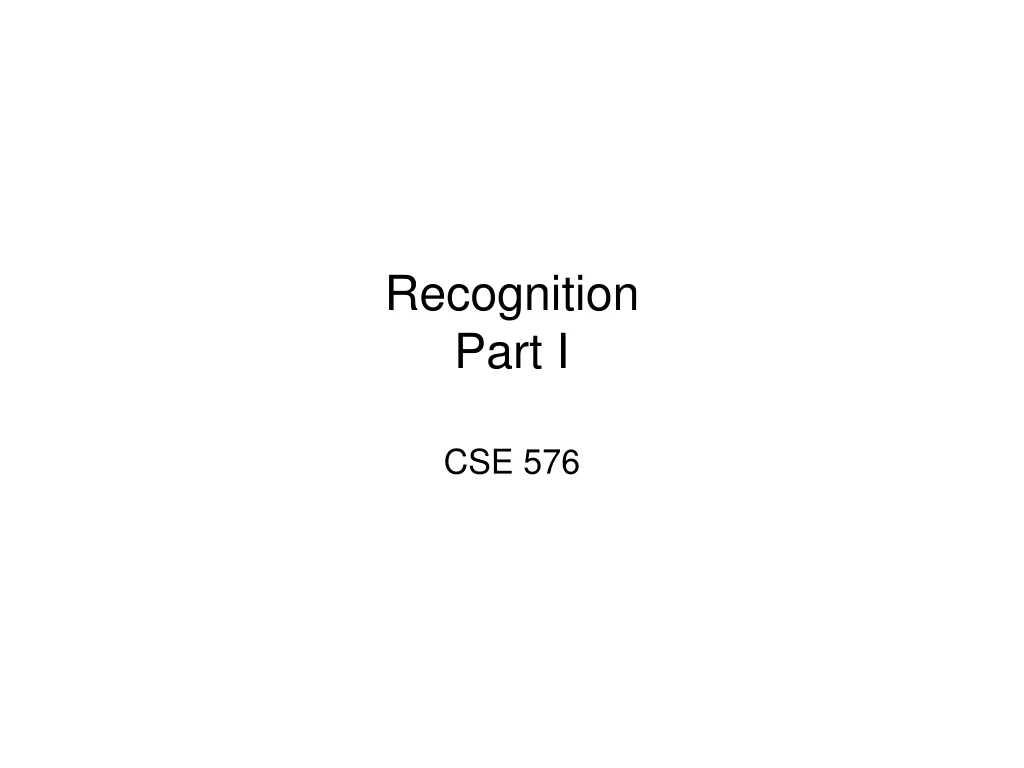 recognition part i