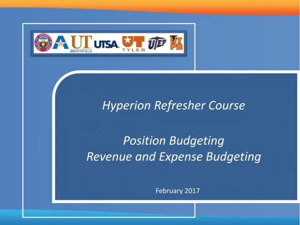 Hyperion Refresher Course Position Budgeting Revenue and Expense Budgeting