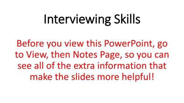 Interviewing Skills
