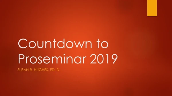 Countdown to Proseminar 2019