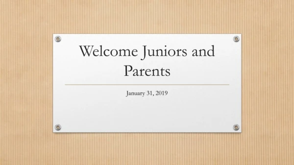 Welcome Juniors and Parents