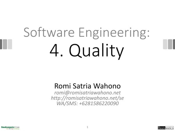 Software Engineering: 4. Quality
