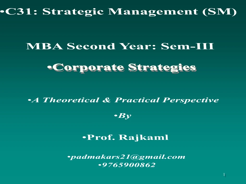 c31 strategic management sm mba second year