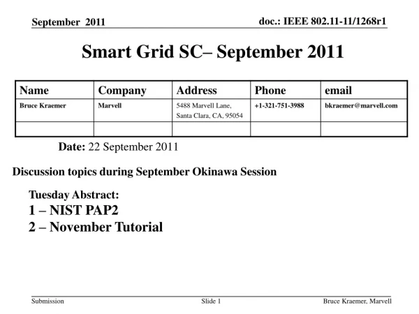 Smart Grid SC– September 2011