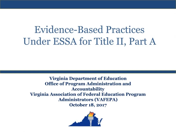Evidence-Based Practices Under ESSA for Title II, Part A