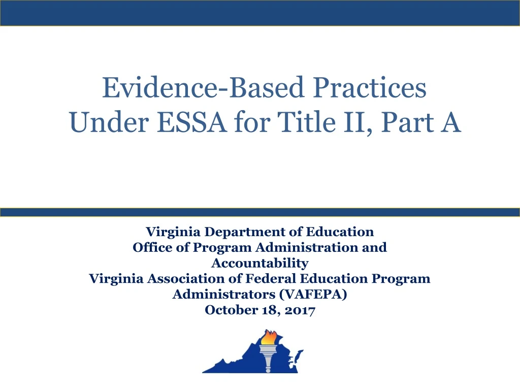 evidence based practices under essa for title ii part a