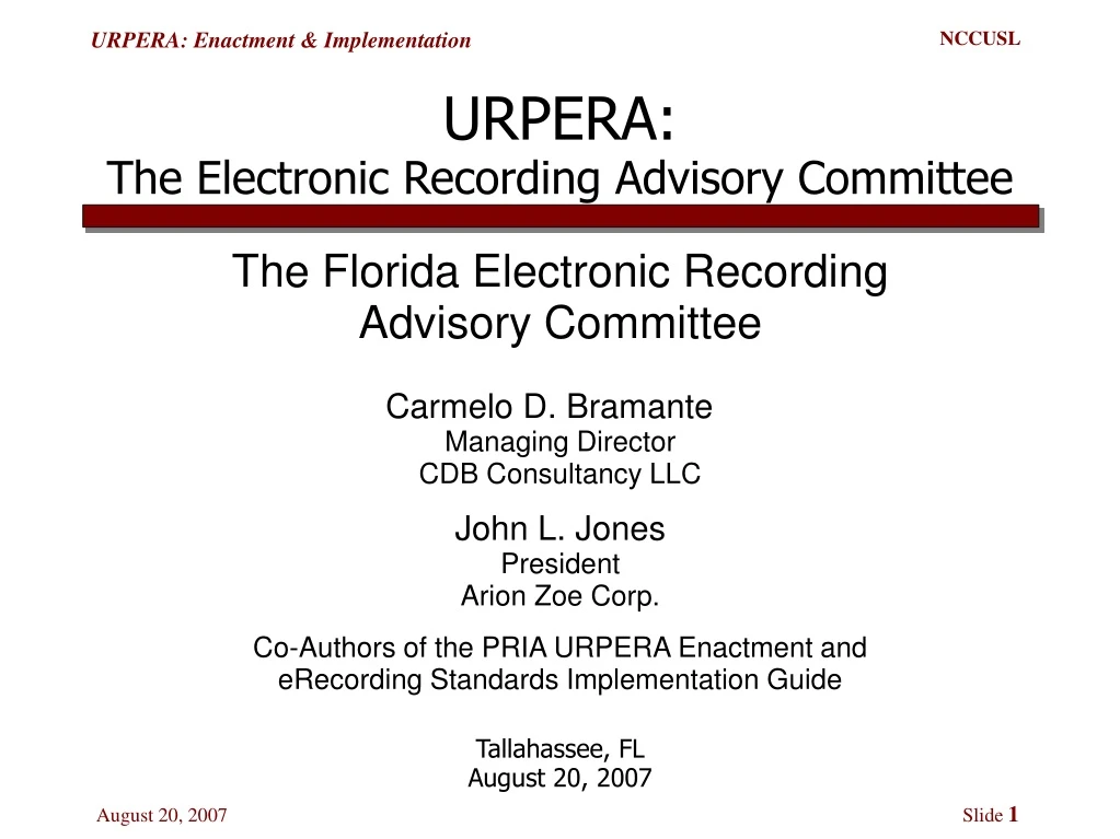 urpera the electronic recording advisory committee