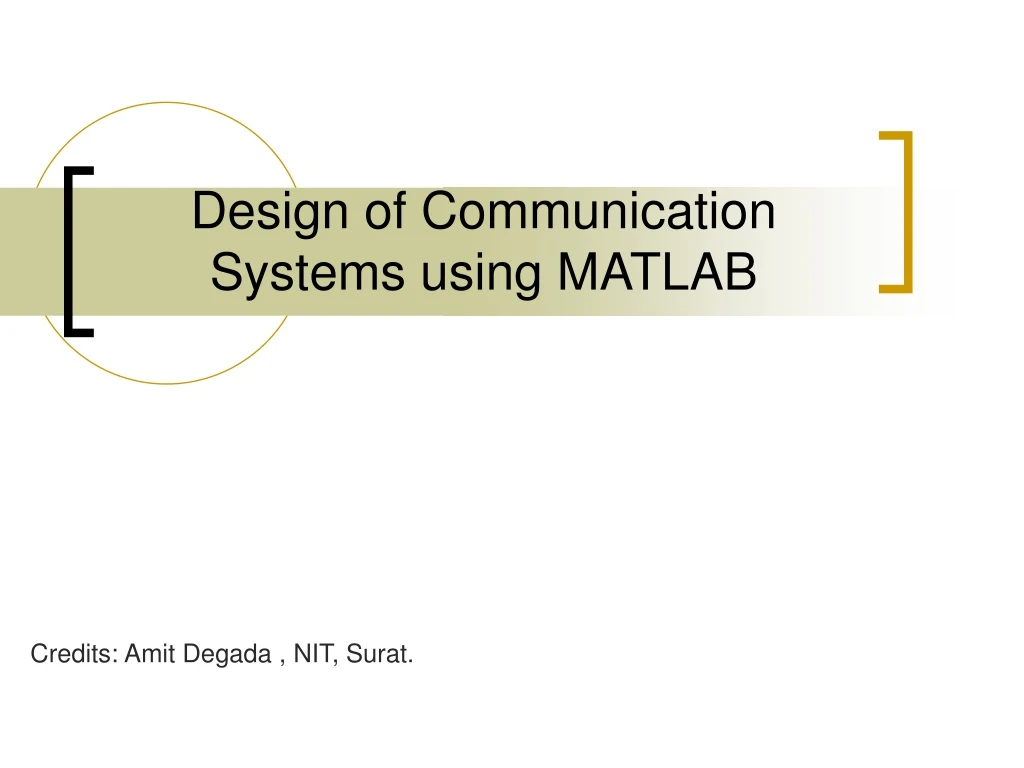 design of communication systems using matlab