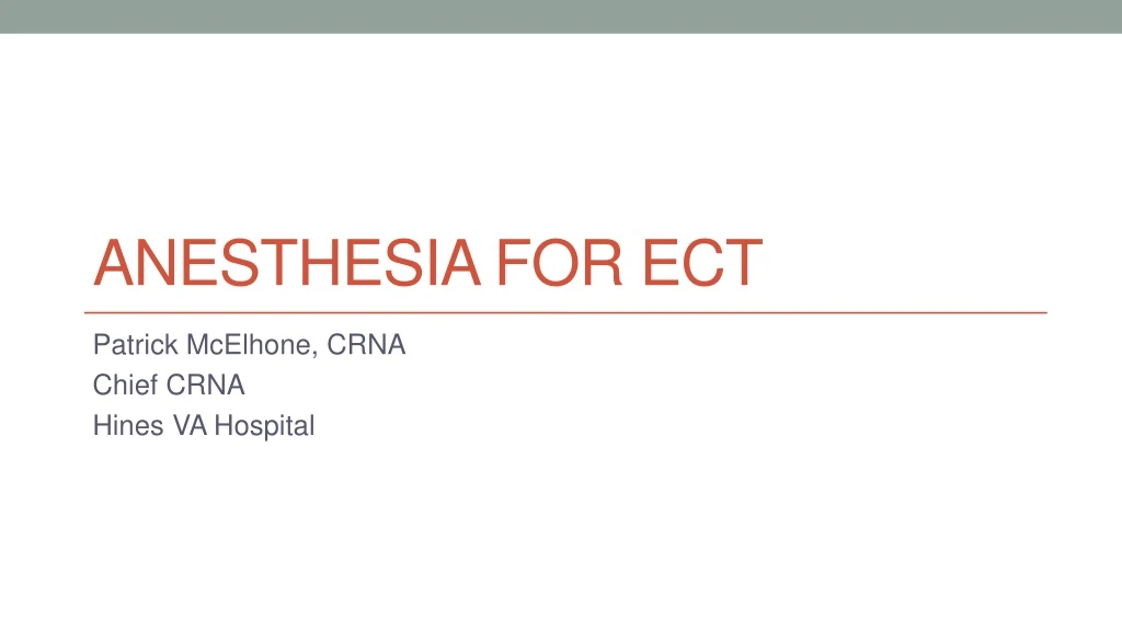 anesthesia for ect