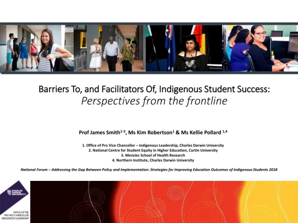 Barriers To, and Facilitators Of, Indigenous Student Success: Perspectives from the frontline