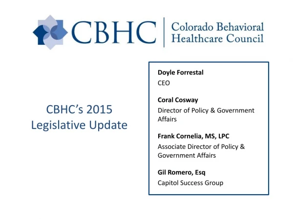CBHC’s 2015 Legislative Update