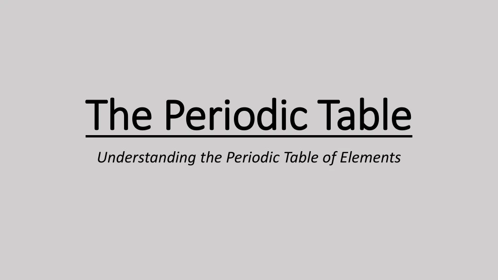 the periodic table