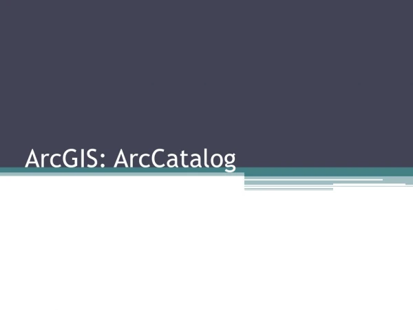 ArcGIS: ArcCatalog