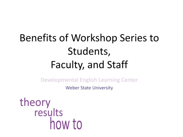 Benefits of Workshop Series to Students, Faculty, and Staff