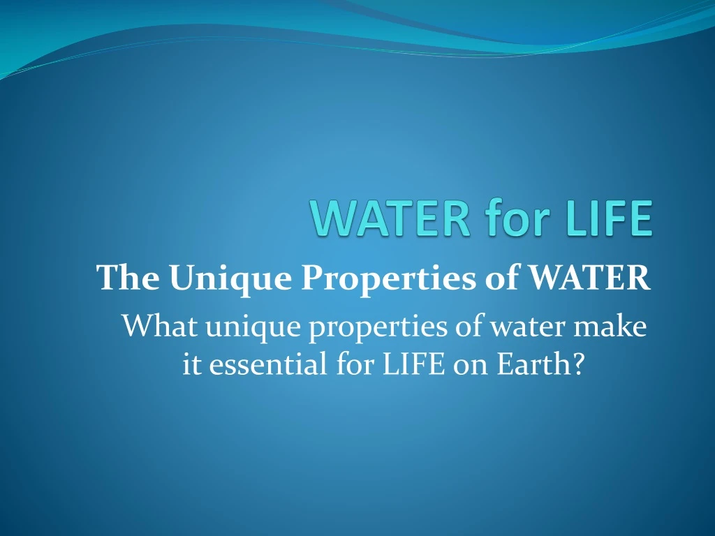 water for life