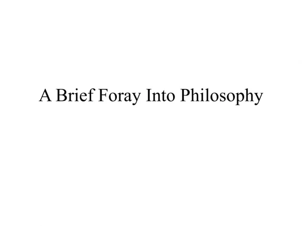 A Brief Foray Into Philosophy