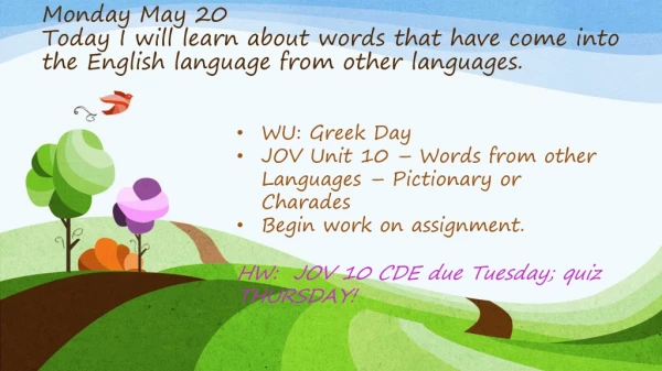 WU: Greek Day JOV Unit 10 – Words from other Languages – Pictionary or Charades