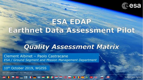 ESA EDAP Earthnet Data Assessment Pilot Quality Assessment Matrix