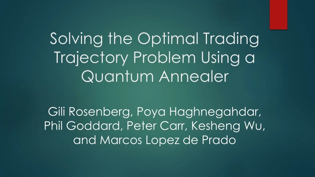 solving the optimal trading trajectory problem