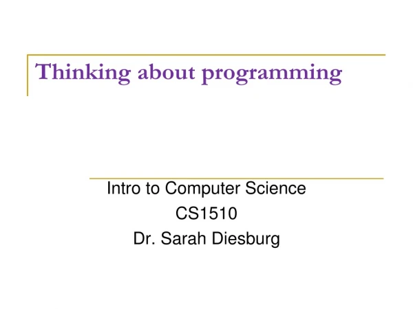 Thinking about programming