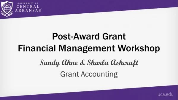 Post-Award Grant Financial Management Workshop
