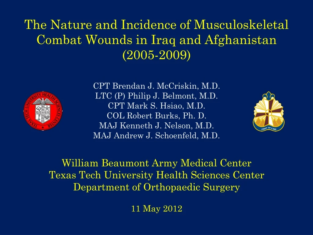 the nature and incidence of musculoskeletal combat wounds in iraq and afghanistan 2005 2009