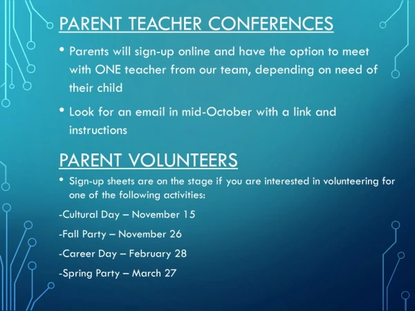 Parent teacher Conferences