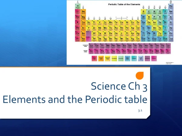Science Ch 3 Elements and the Periodic table