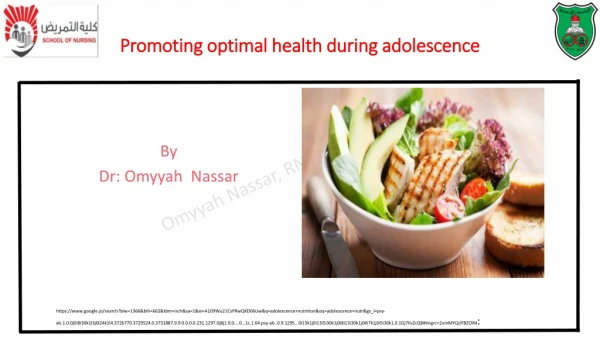 Promoting optimal health during adolescence