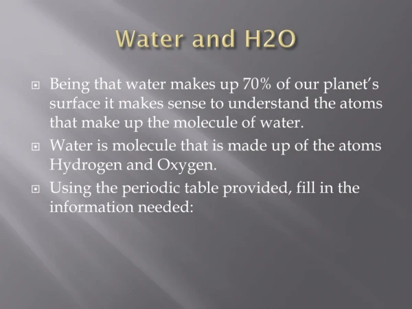 Water and H2O