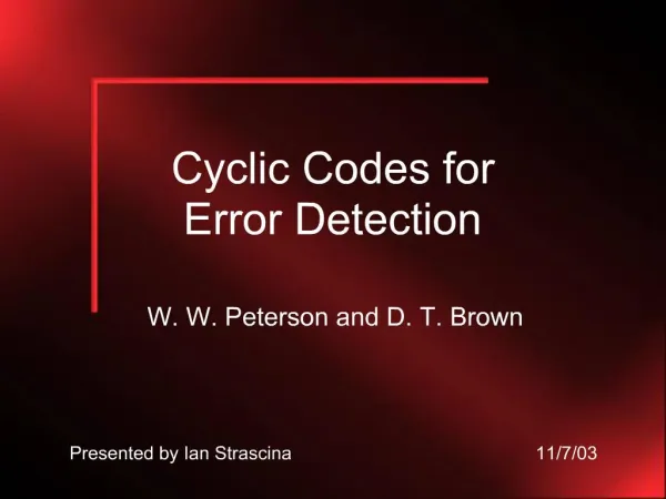 Cyclic Codes for Error Detection