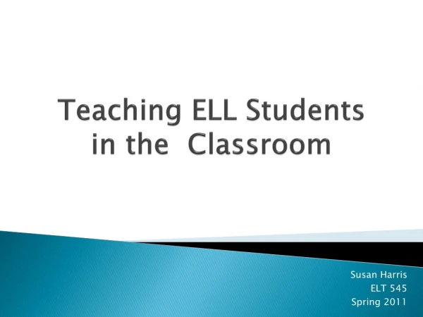 Teaching ELL Students in the Classroom